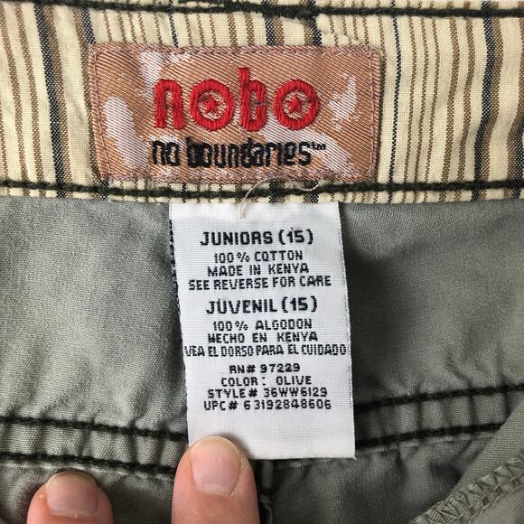 VTG NOBO No Boundaries Khaki Green Cargo Pants Sz 15 y2k 00s Utility Gorpcore - Picture 7 of 10